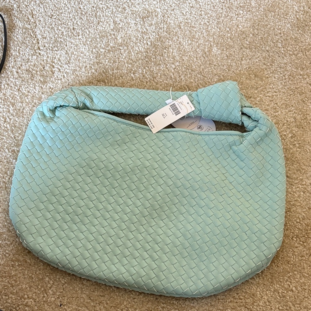 Anthropologie Aqua Woven Hobo Bag